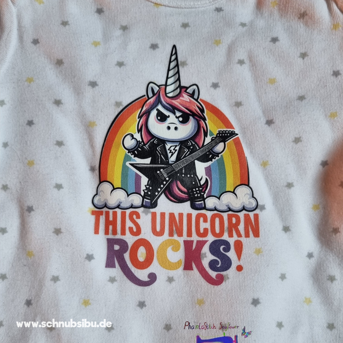 Bügelbild Einhorn rocks
